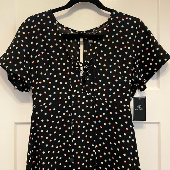 Volcom Colored Polka Dot Dress!! Cute with tapered waist! NWT! - Picture 3 of 12